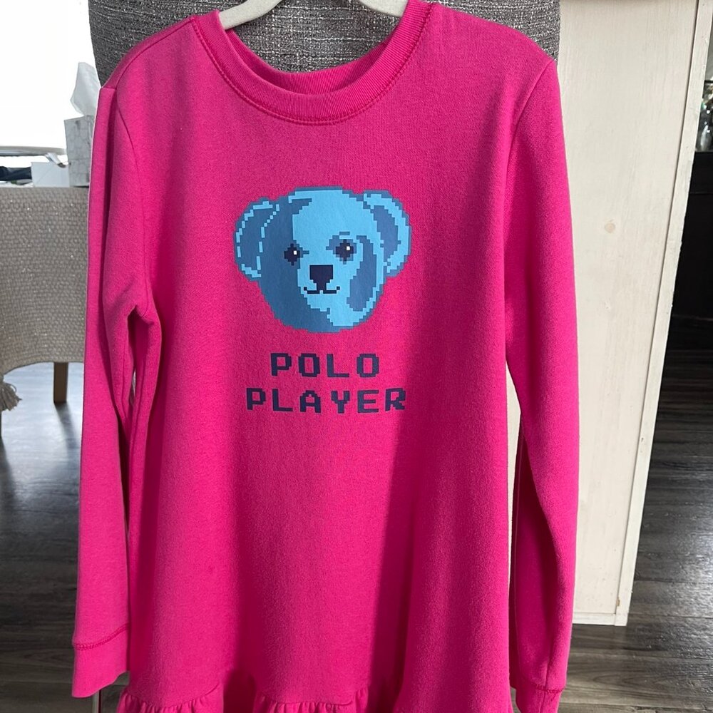 POLO RALPH LAUREN POLO BEAR FLEECE DRESS Girl's Size Large 12-14